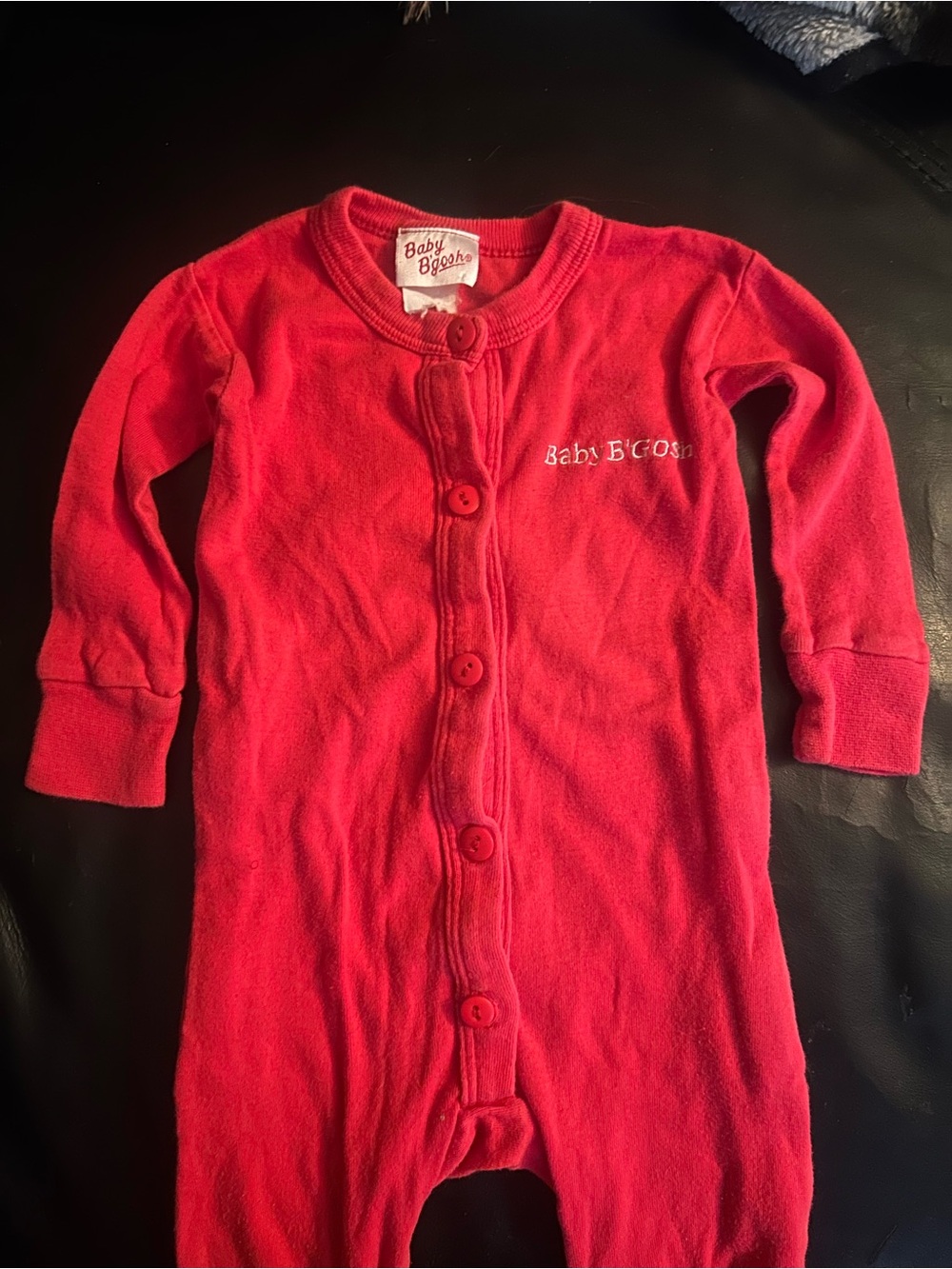 Baby First Christmas Red Long-Sleeve One-Piece Pajamas